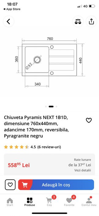 Chiuveta bucatarie granit Pyramis