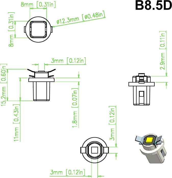 автомобилна индикаторна лампа  b8.5d 1x5050 -12v бяла zollex p0107