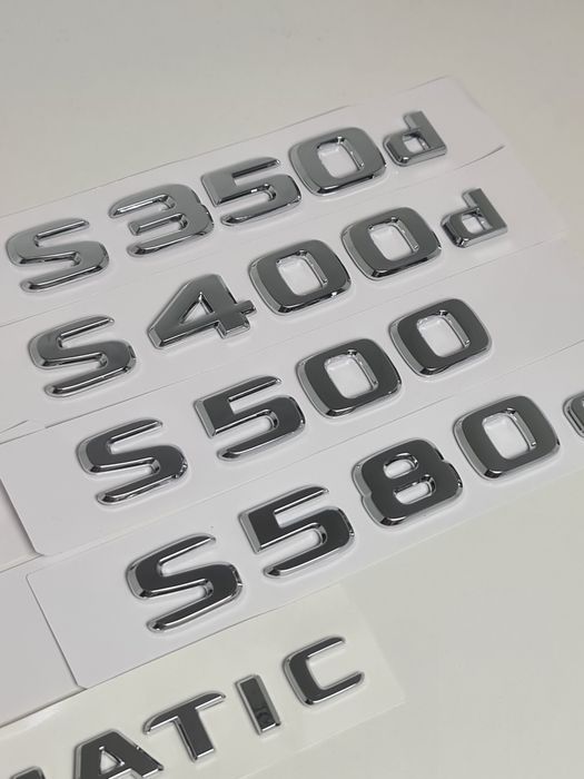 Pachet-Set-Motorizare-Scris-Spate-Haion-Mercedes+Emblema-4Matic-Crom-Negru-C220d-E200d-E220d-GLC220d-CLS350d-CLS400d-E300d-GLE350d-GLE400d-S500-S580e
