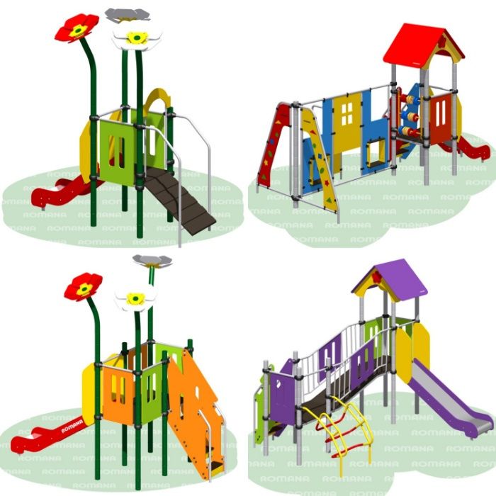 Детские игровые площадки для детских садов ROMANA Качели Горки Качалки