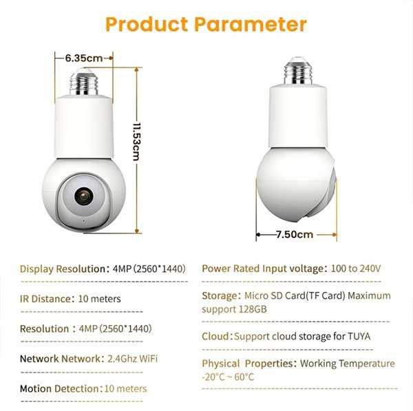 AVATTO MIUC-L02 WiFi E27 смарт камера-крушка 4 MP с нощно виждане