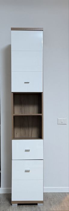 Dulap baie modern stejar/alb – spațios, stare foarte bună