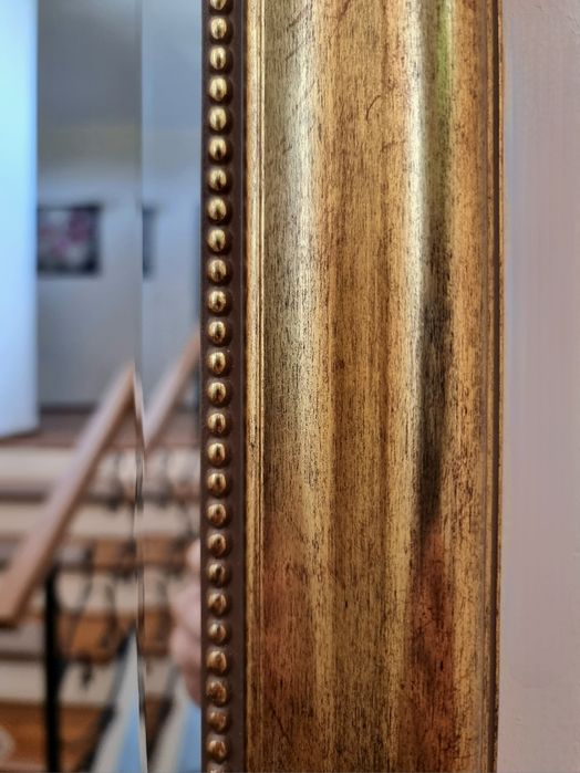 Oglindă masiva Miralite Saint Gobain  ramă lemn gold vintage