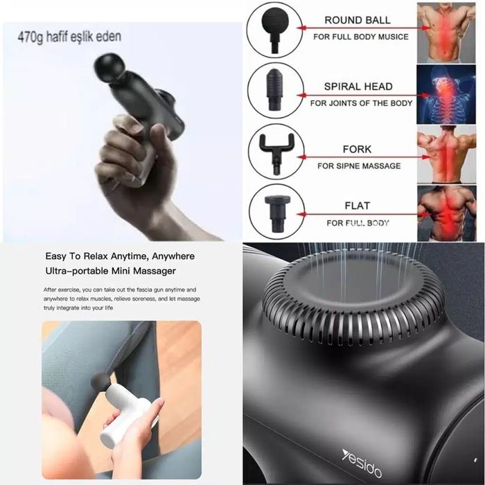 Массажный пистолет Yesido MG01 – компактный массажер с 5 режимами