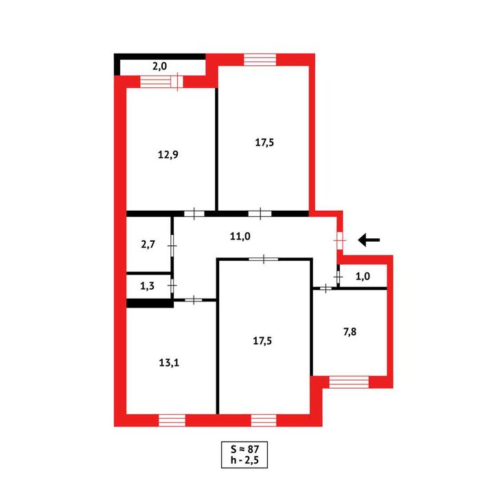 4-комнатная на 8 мкрн 4 кольцо ][