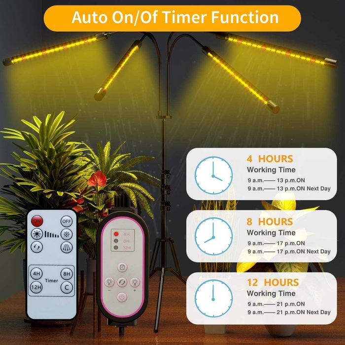 Лампа за отглеждане на растения STELS, Трипод, Таймер, LED 90W
