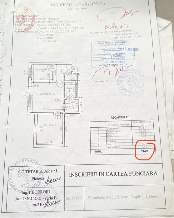 Vand apartament 2 camere 46 mp Cameliei Nord langa Kaufland