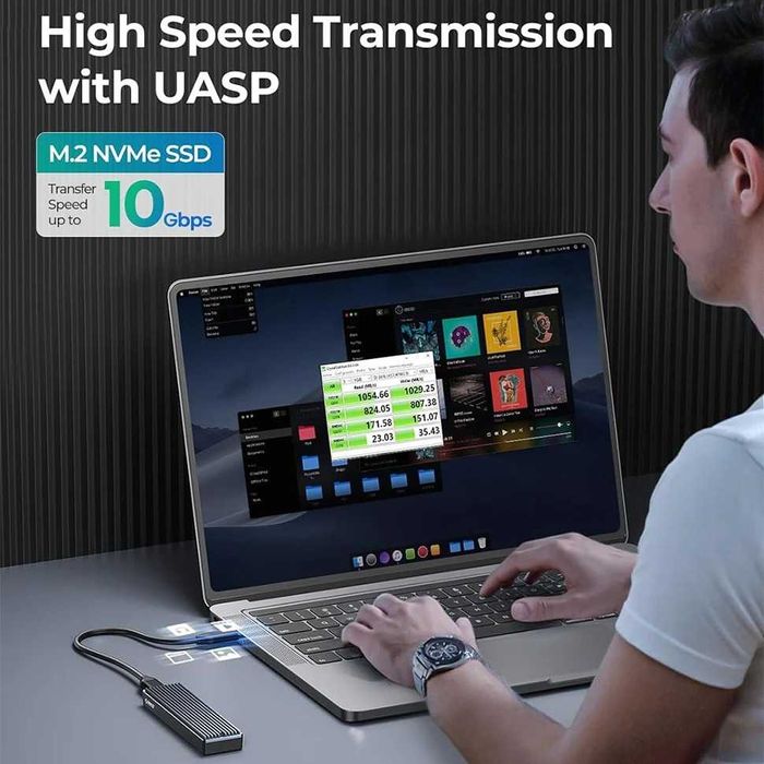 Carcasa ORICO M.2 SATA NVMe SSD Rack 10Gbps Extern USB 3.2 1TB 2TB
