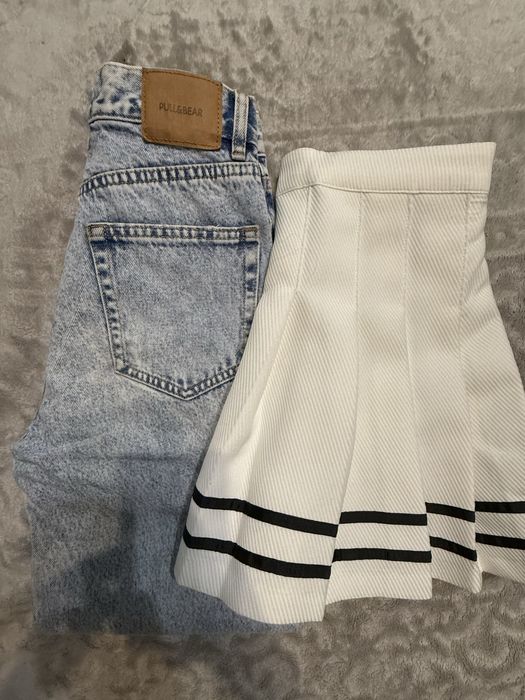 Джинсы и жилет Pull&bear, юбка HM, пиджак Stradivarius