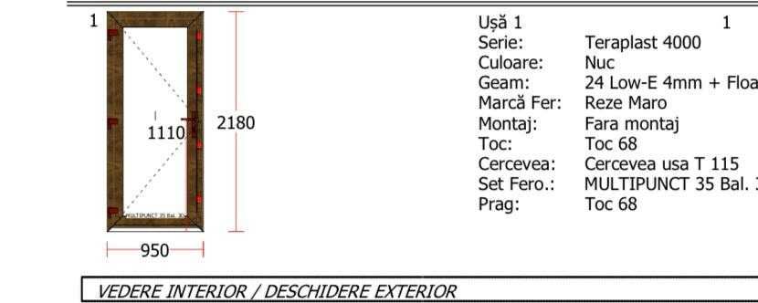Usa Intrare, vedere din interior, deschidere in exterior