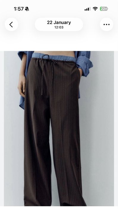 ZARA панталон зелен каки широк wide leg