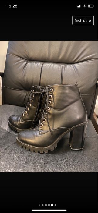 Black eco-leather boots with heels 36