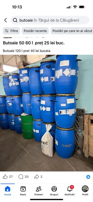 Vând butoaie 50, 60 , 120 litrii