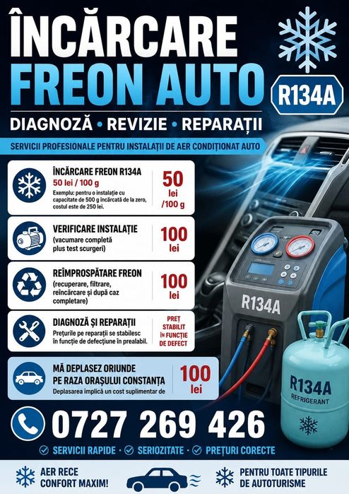 Incarcare freon auto r134a si conversie.