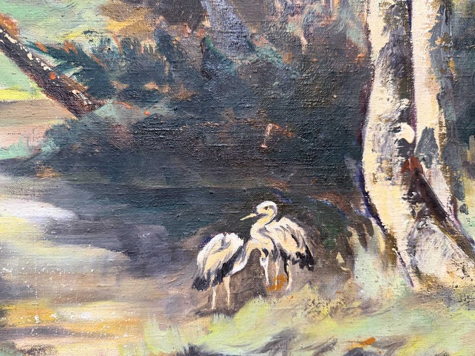 tablou pictura in ulei deosebit foarte vechi dim 70 cmx50cm panza ulei