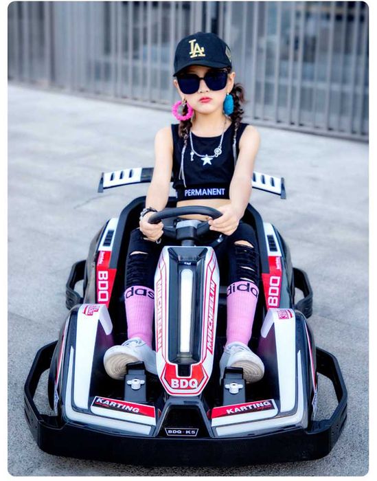Masinuta-Kart pt. 3-11 ani, Racing 90W 12V 7Ah, telecomanda, alba