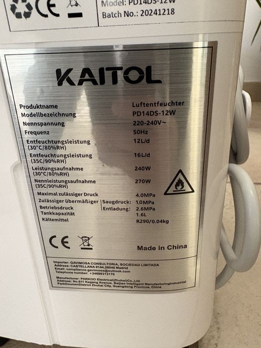 Dezumidificator smart Kaitol 16L / 24h
