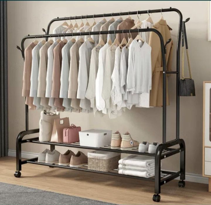 Вешалка напольная для одежды и обуви. Double Pole 48 кг(оригинал)