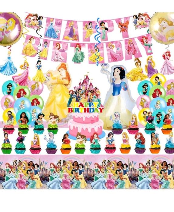 Парти сет Принцесите на Дисни,Пепеляшка, Снежанка, Бел и Рапунцел.
