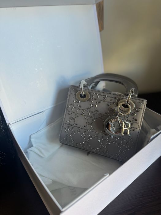 Dior сива чанта с кристали