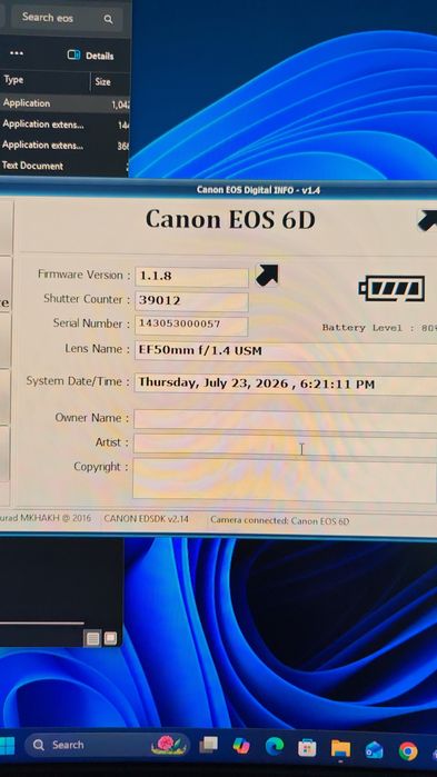 Canon 6D, WiFi, GPS + Canon 50mm F1. 4+ card 64gb+cutie