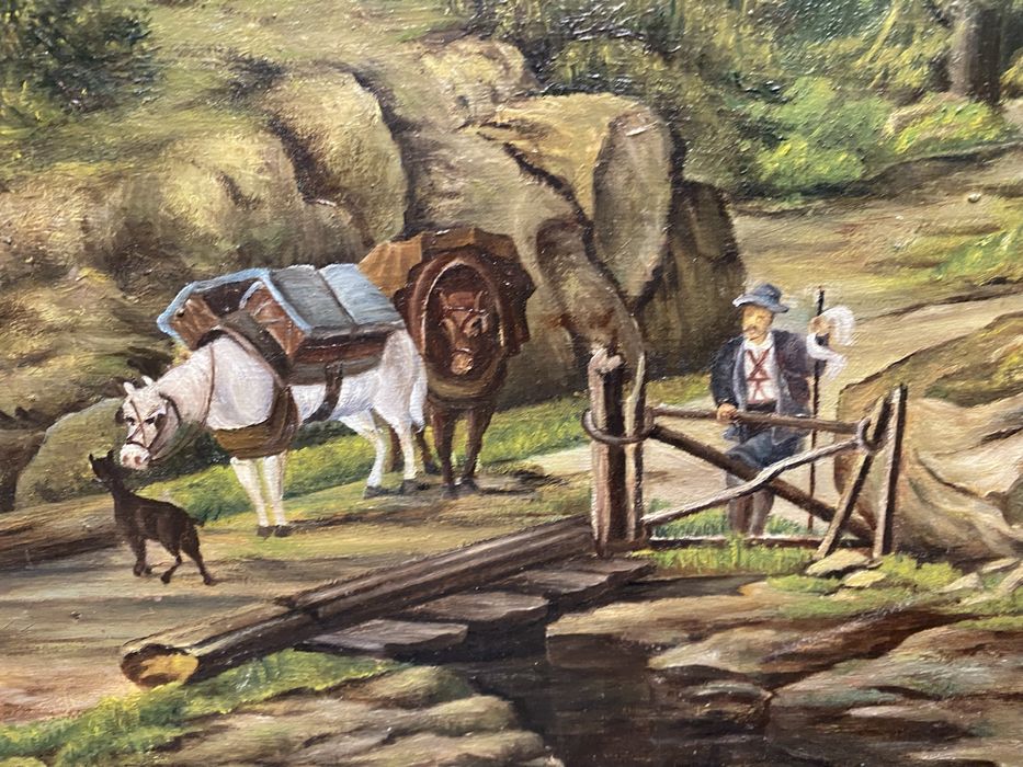 Маслена картина планински пейзаж Robert Demachy Франция 1914