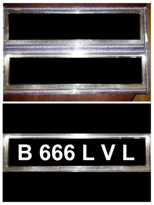 set pereche 2 Placute numere inmatriculare cromat argintiu in relief