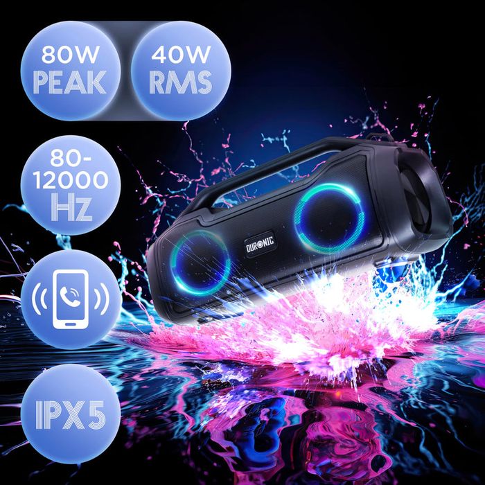 Duronic Boombox BX48, Bluetooth тонколона, IPX5 RGB
