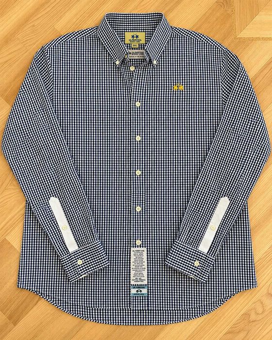 Cămașă La Martina Buenos Aires 3XL – Bumbac 100% – Carouri Navy Blue