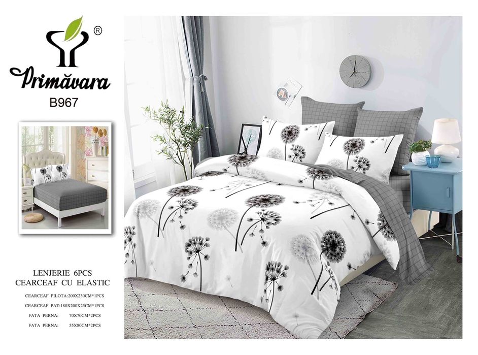 Lenjerie Pucioasa bumbac satinat, 6 piese