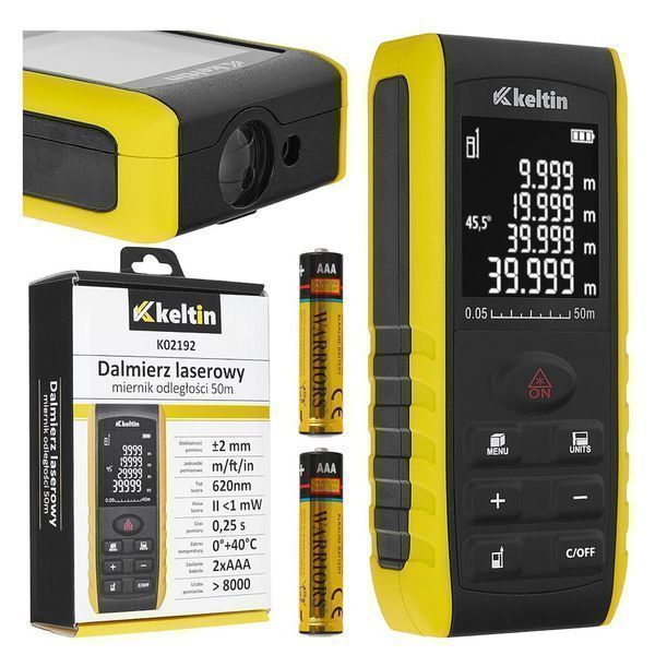 Лазерен телеметър 2 в 1, 50 м с функция за измерване на ъгъл keltin