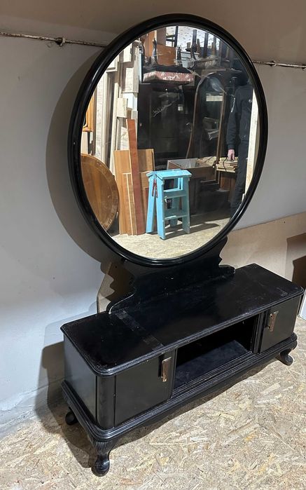 Comoda Vintage cu Oglinda Stil ArtDeco; Toaleta Lemn Masiv