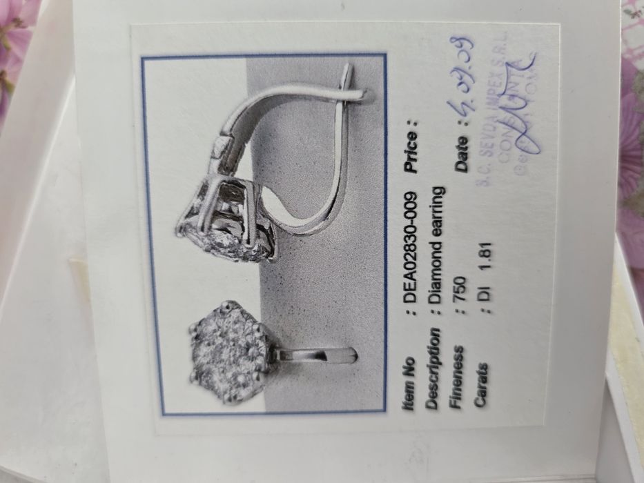 Set inel  cercei pandant aur alb 18k  cu diamante