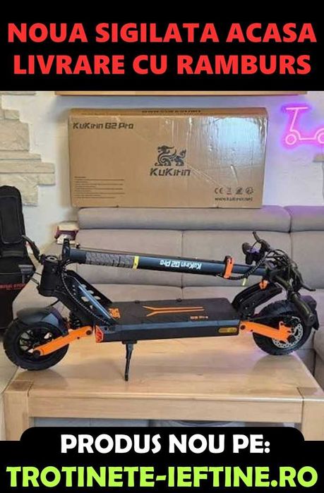 KuKirin G2 PRO 2026, motor puternic 600W, frane cu disc, roti 9 inch, SIGILATA, Super pret, livrare rapida