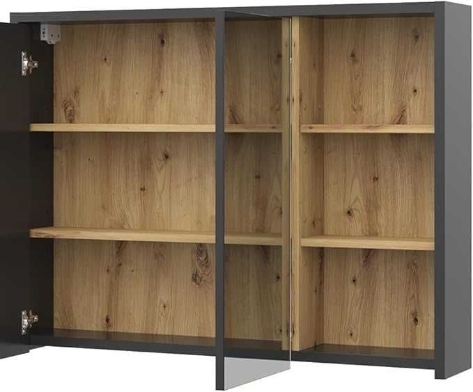 Огледален шкаф за баня Vicco Viola, антрацит/дъб, 100 x 75 см