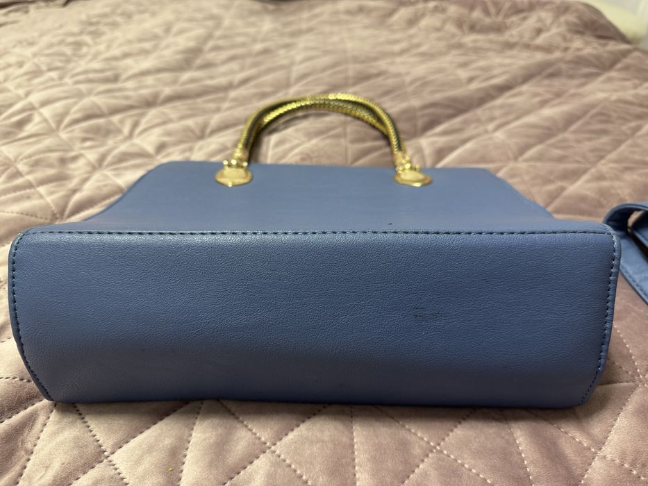 Geanta piele naturala albastra