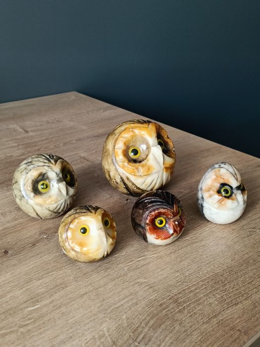 Set bufnițe onix sculptate manual