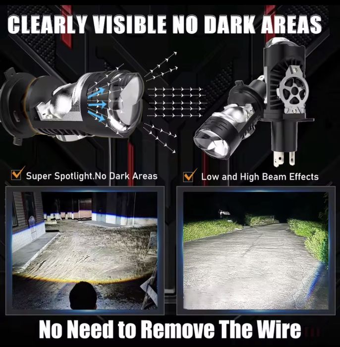 H4/9003/HB2 LED Headlight Bulb Projector 3000W 3500000LM 6000K