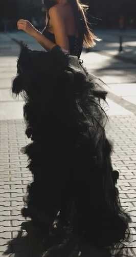 черна дълга бална рокля Liza Kain + подарък чанта