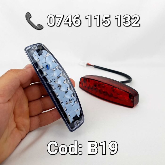 Lampă Stop LED Universală 12V pentru ATV, Quad, UTV și Motocicletă, Funcție Poziție și Frână, Lentilă Roșie sau Transparentă – B19