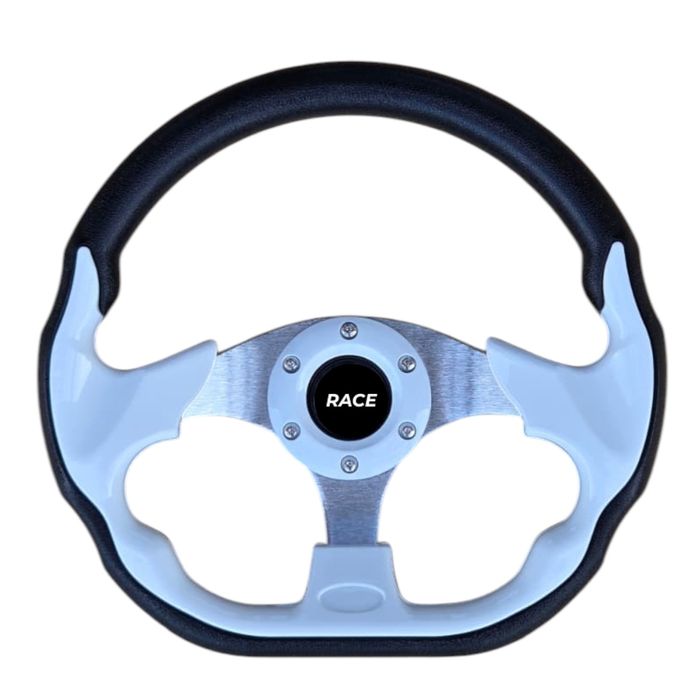 Volan sport alb universal cu buton de claxon