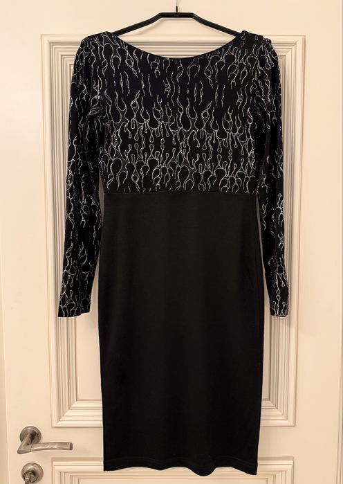 Rochie eleganta MAIOCCI - detalii argintii, spate decoltat, S
