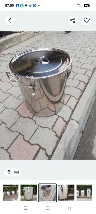 Marmită inox pentru transport lapte/ alimente/ mâncare gătită/ lichide 25L/38L/42L/48L/58L/68L
