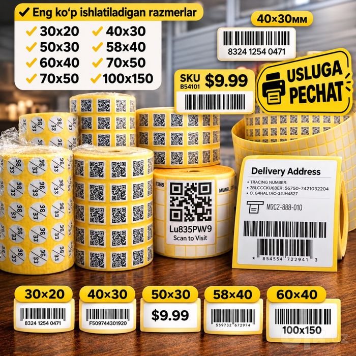 etiketka ,nakleyka , stiker ,termo stiker , qr kod bar code