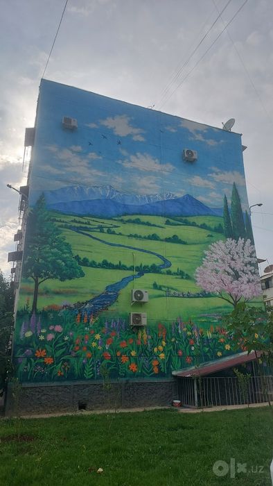 Mural  binolar fasadiga dekorativ rasmlar chizish