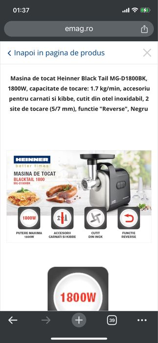 Masina de tocat Heinner