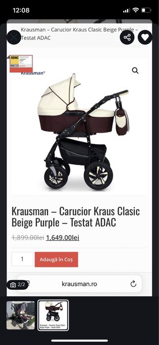Carucior Krausman 3 in 1 + sterliziator chicco + baby nest