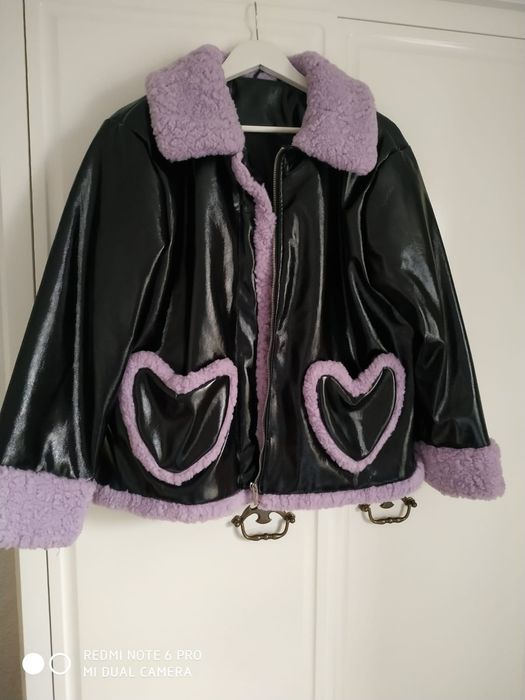 Geaca de iarna boxy ,imitatie piele lacuita,marimea 44-xl