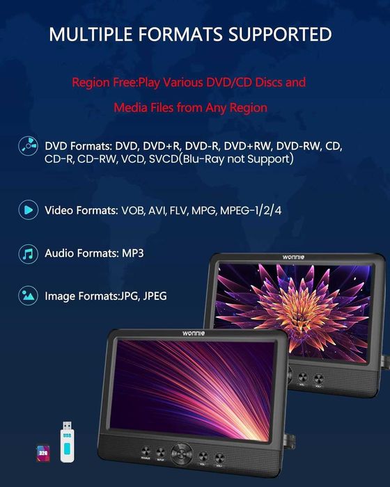 Нов двоен портативен USB / SD / DVD Плейър Player