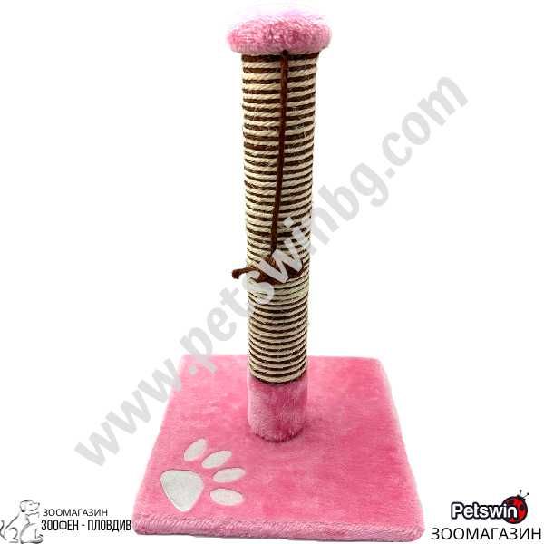 Драскало за Коте - с играчка Мишка - 31см/31см/48см - Розова разцветка